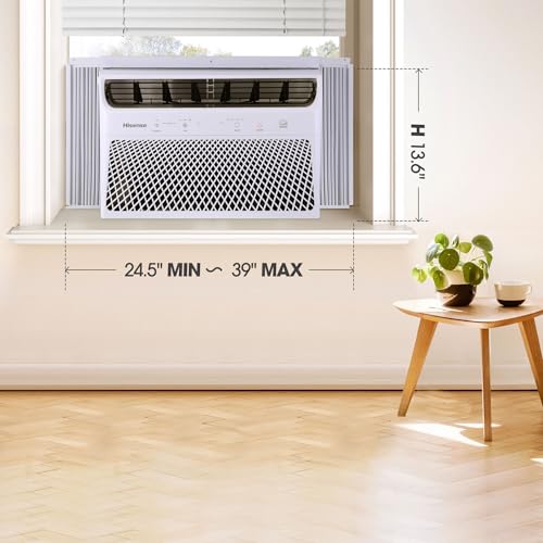 Hisense AHW1022CW1W 10,000 Smart Air Conditioner with Wi-fi Control, Dehumidifier, and Remote, 115V, Window AC Unit for Apartment, Bedroom, Medium Rooms up to 450 Square Feet in White, 10000 BTU