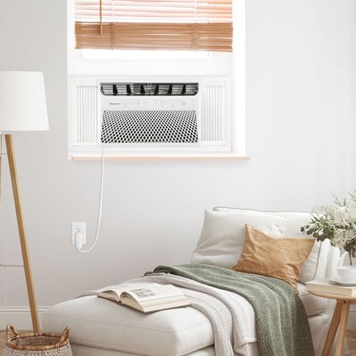Hisense AHW1022CW1W 10,000 Smart Air Conditioner with Wi-fi Control, Dehumidifier, and Remote, 115V, Window AC Unit for Apartment, Bedroom, Medium Rooms up to 450 Square Feet in White, 10000 BTU