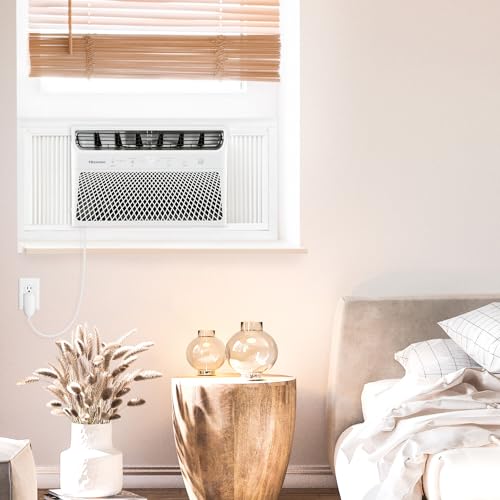 Hisense AHW1022CW1W 10,000 Smart Air Conditioner with Wi-fi Control, Dehumidifier, and Remote, 115V, Window AC Unit for Apartment, Bedroom, Medium Rooms up to 450 Square Feet in White, 10000 BTU