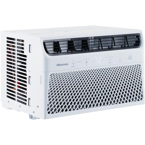 Hisense AHW1022CW1W 10,000 Smart Air Conditioner with Wi-fi Control, Dehumidifier, and Remote, 115V, Window AC Unit for Apartment, Bedroom, Medium Rooms up to 450 Square Feet in White, 10000 BTU