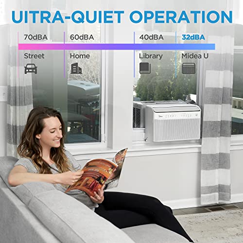 Midea 12,000 BTU U-Shaped Smart Inverter Air Conditioner–Cools up to 550 Sq. Ft., Ultra Quiet with Open Window Flexibility, Works with Alexa/Google Assistant, 35% Energy Savings, Remote Control