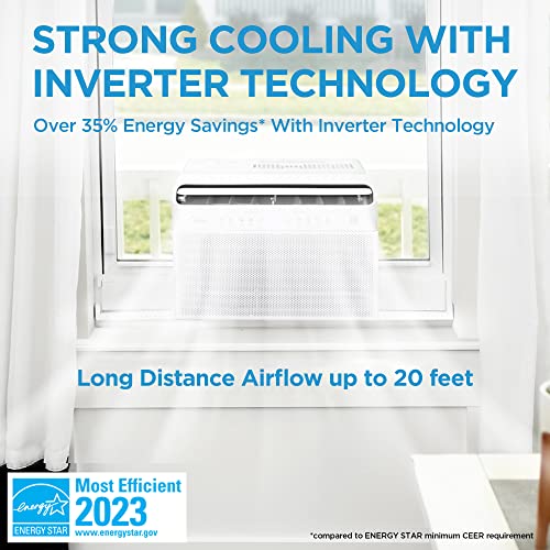 Midea 12,000 BTU U-Shaped Smart Inverter Air Conditioner–Cools up to 550 Sq. Ft., Ultra Quiet with Open Window Flexibility, Works with Alexa/Google Assistant, 35% Energy Savings, Remote Control