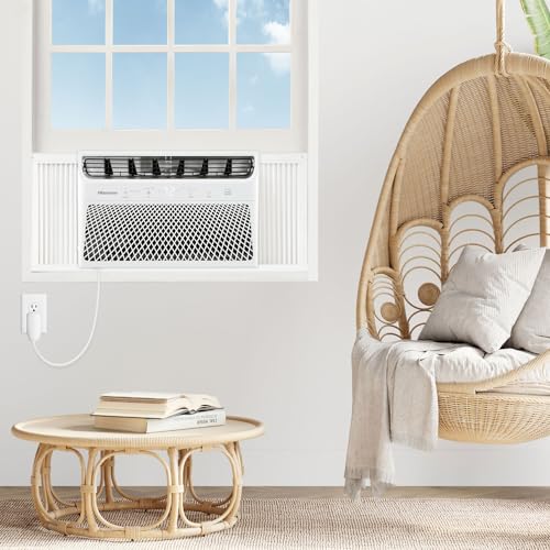 Hisense AHW1022CW1W 10,000 Smart Air Conditioner with Wi-fi Control, Dehumidifier, and Remote, 115V, Window AC Unit for Apartment, Bedroom, Medium Rooms up to 450 Square Feet in White, 10000 BTU