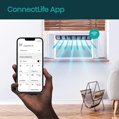 Hisense AHW1022CW1W 10,000 Smart Air Conditioner with Wi-fi Control, Dehumidifier, and Remote, 115V, Window AC Unit for Apartment, Bedroom, Medium Rooms up to 450 Square Feet in White, 10000 BTU