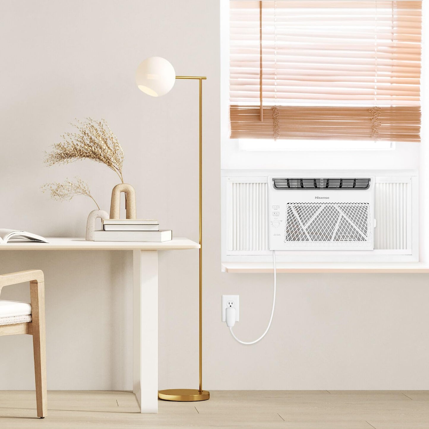 Hisense AHW1022CW1W 10,000 Smart Air Conditioner with Wi-fi Control, Dehumidifier, and Remote, 115V, Window AC Unit for Apartment, Bedroom, Medium Rooms up to 450 Square Feet in White, 10000 BTU