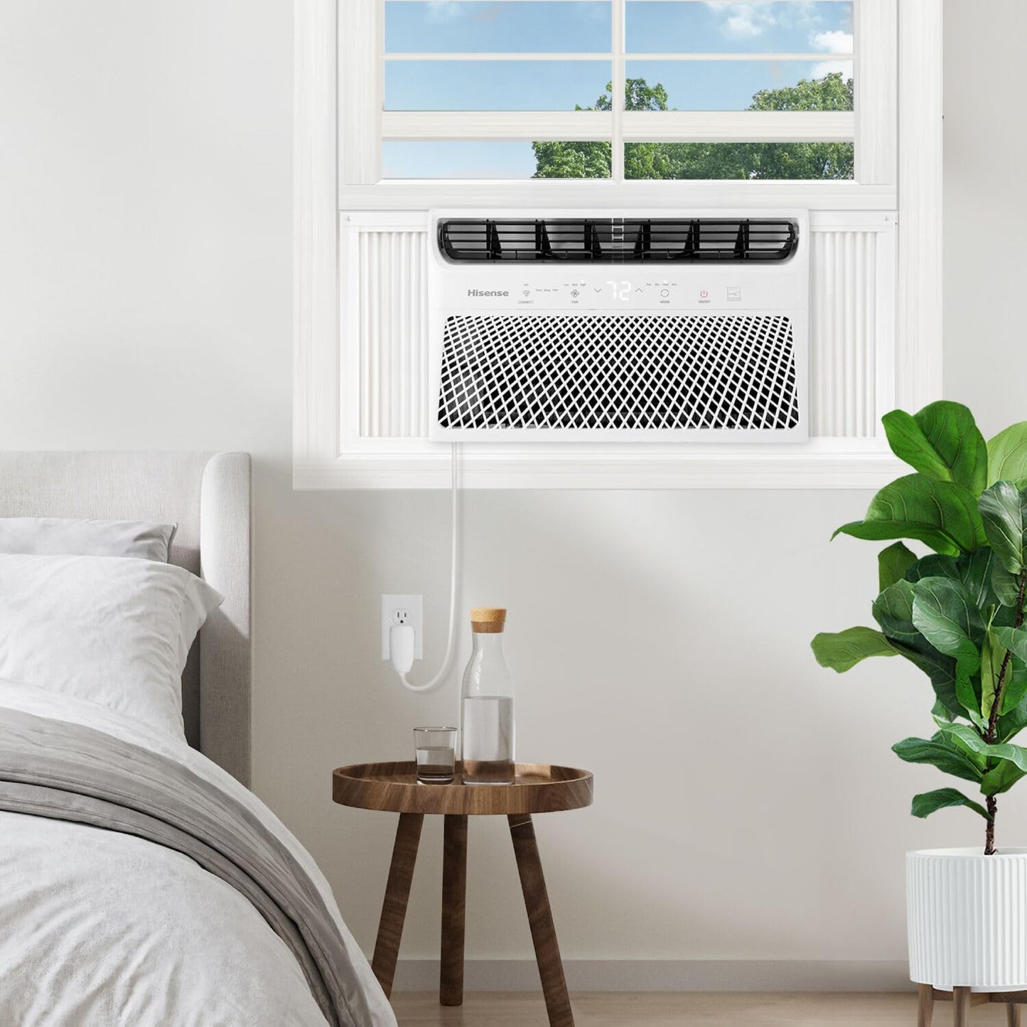 Hisense AHW1022CW1W 10,000 Smart Air Conditioner with Wi-fi Control, Dehumidifier, and Remote, 115V, Window AC Unit for Apartment, Bedroom, Medium Rooms up to 450 Square Feet in White, 10000 BTU