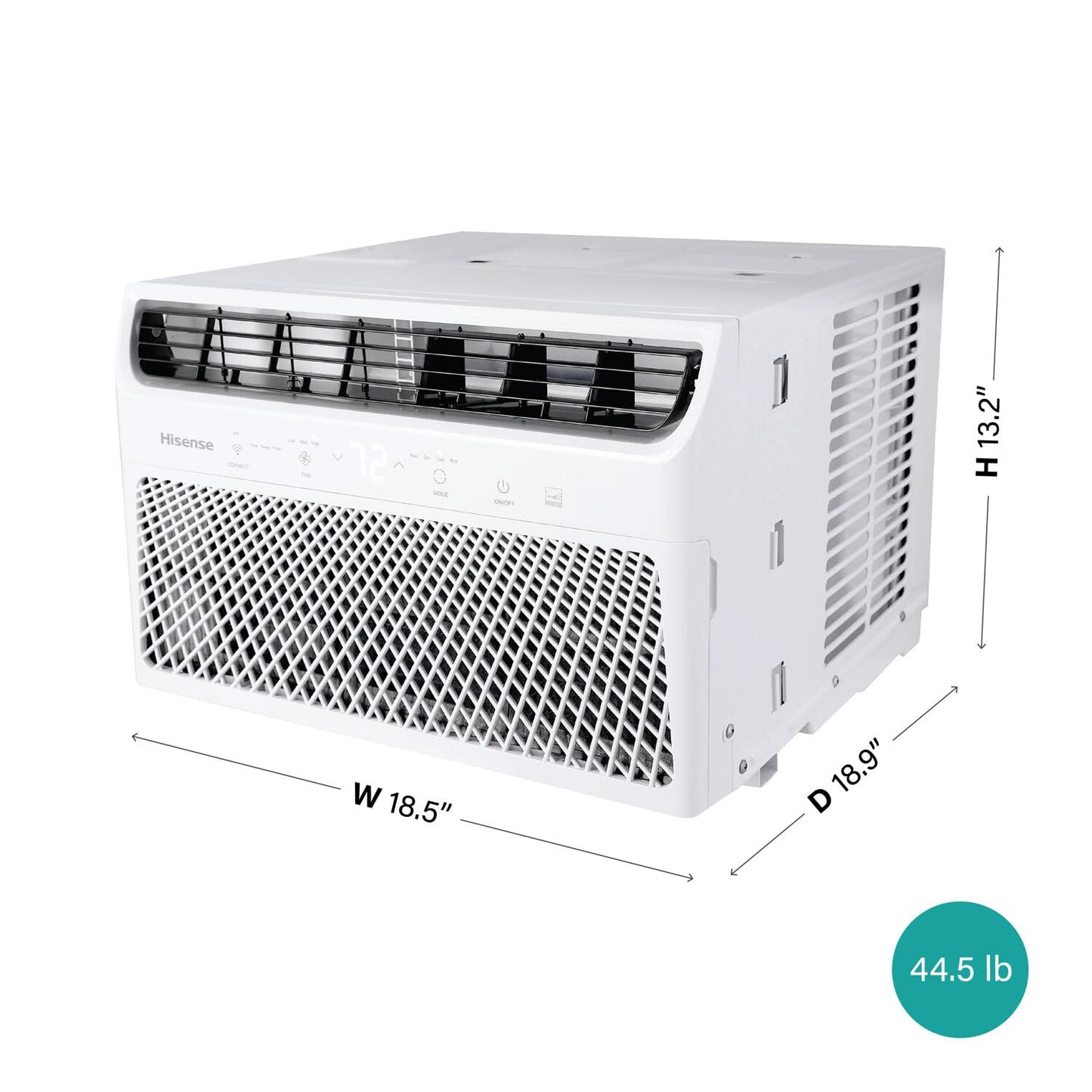 Hisense AHW1022CW1W 10,000 Smart Air Conditioner with Wi-fi Control, Dehumidifier, and Remote, 115V, Window AC Unit for Apartment, Bedroom, Medium Rooms up to 450 Square Feet in White, 10000 BTU