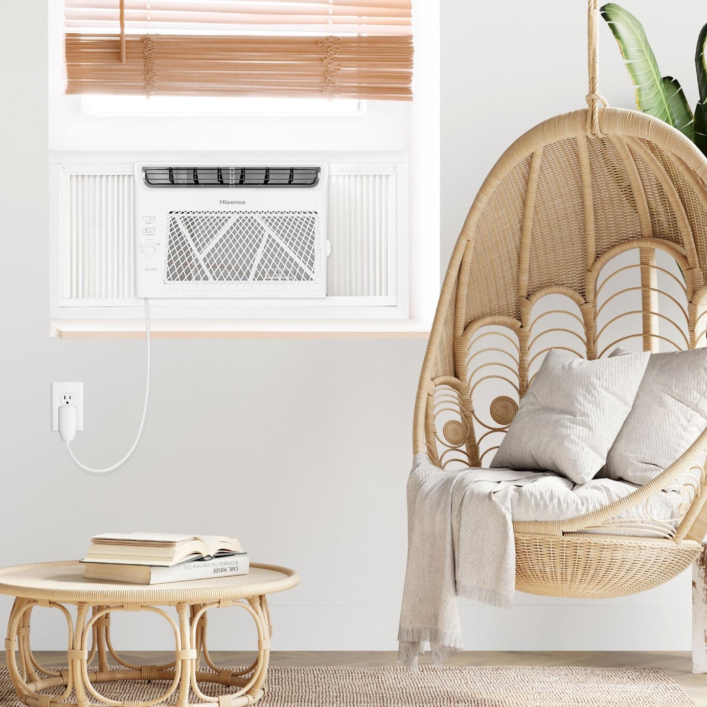 Hisense AHW1022CW1W 10,000 Smart Air Conditioner with Wi-fi Control, Dehumidifier, and Remote, 115V, Window AC Unit for Apartment, Bedroom, Medium Rooms up to 450 Square Feet in White, 10000 BTU