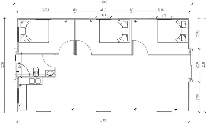 Casa de 40 pies con diseño de lujo, con 3 habitaciones, 1 sala de estar, 1 baño completamente equipado y cocina.