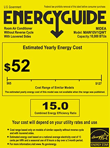 Midea 12,000 BTU U-Shaped Smart Inverter Air Conditioner–Cools up to 550 Sq. Ft., Ultra Quiet with Open Window Flexibility, Works with Alexa/Google Assistant, 35% Energy Savings, Remote Control