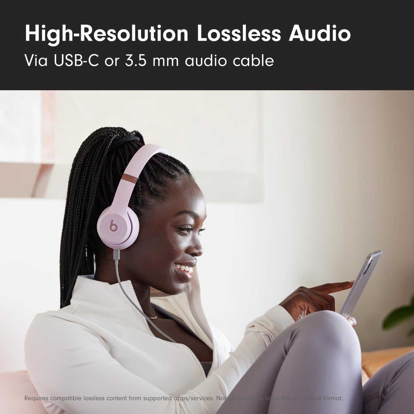 Beats Solo 4 - Auriculares inalámbricos Bluetooth supraurales, compatibles con Apple y Android, hasta 50 horas de duración de batería - Rosa nube (renovados)