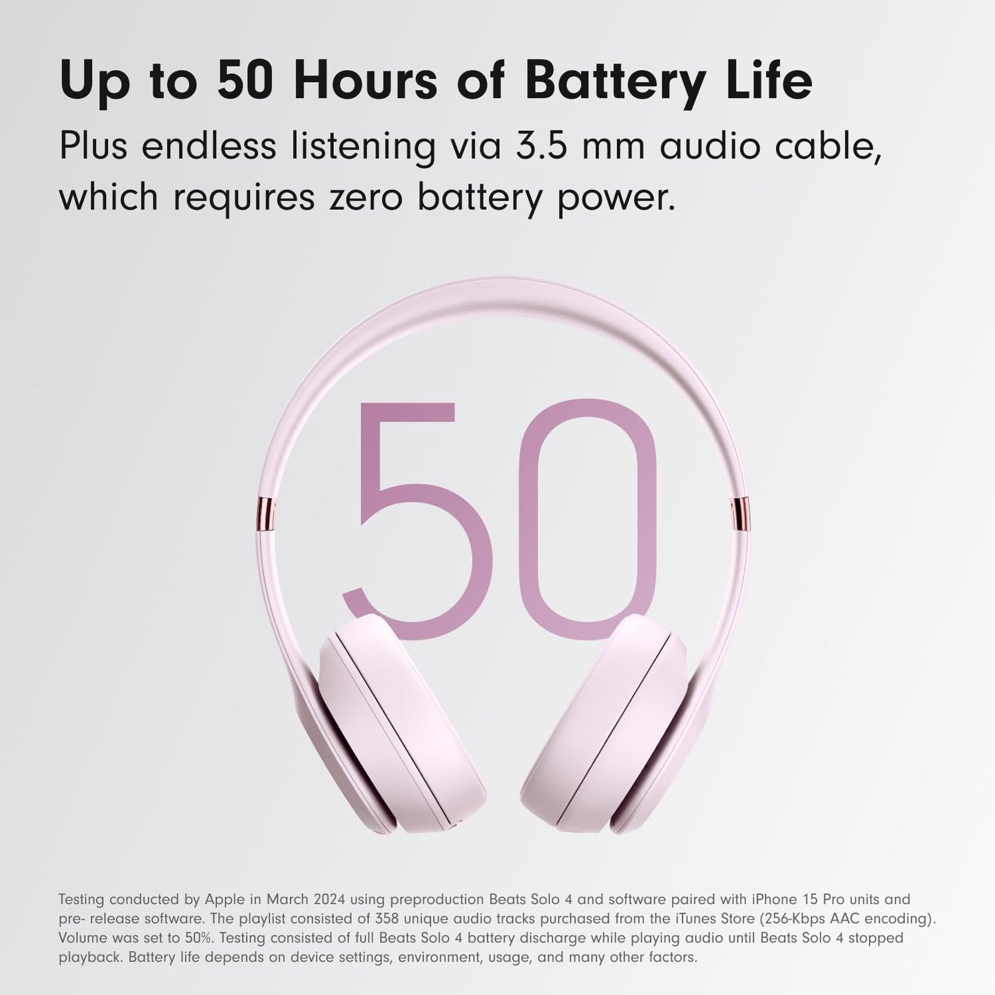 Beats Solo 4 - Auriculares inalámbricos Bluetooth supraurales, compatibles con Apple y Android, hasta 50 horas de duración de batería - Rosa nube (renovados)