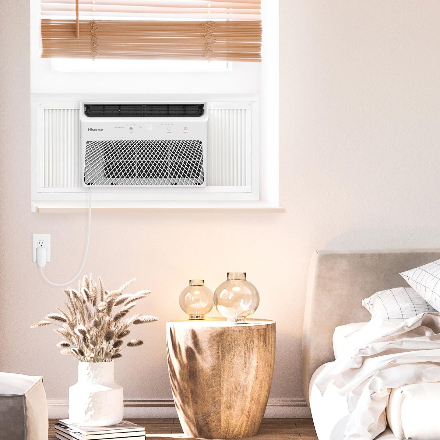 Hisense AHW1022CW1W 10,000 Smart Air Conditioner with Wi-fi Control, Dehumidifier, and Remote, 115V, Window AC Unit for Apartment, Bedroom, Medium Rooms up to 450 Square Feet in White, 10000 BTU