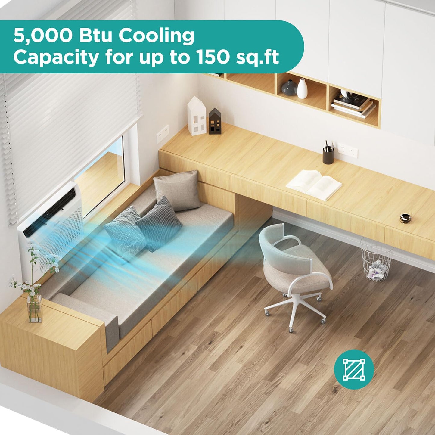 Hisense AHW1022CW1W 10,000 Smart Air Conditioner with Wi-fi Control, Dehumidifier, and Remote, 115V, Window AC Unit for Apartment, Bedroom, Medium Rooms up to 450 Square Feet in White, 10000 BTU