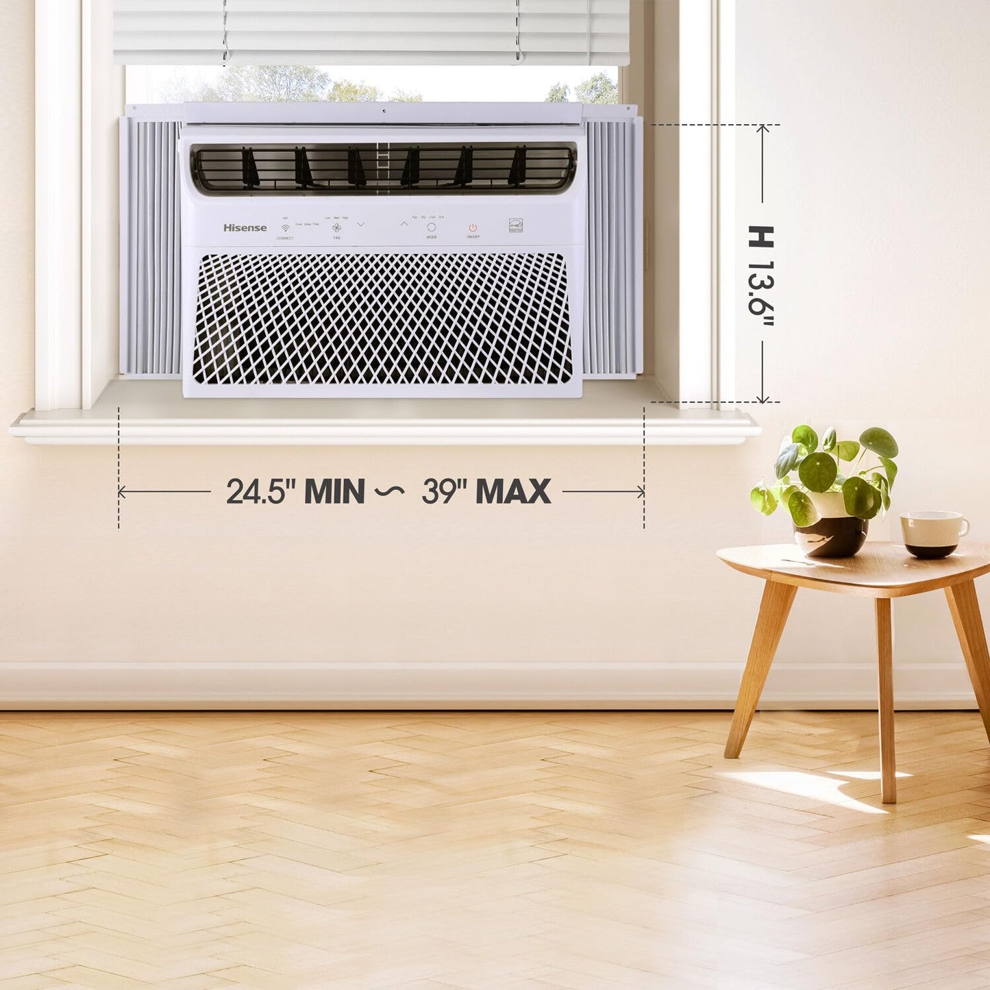 Hisense AHW1022CW1W 10,000 Smart Air Conditioner with Wi-fi Control, Dehumidifier, and Remote, 115V, Window AC Unit for Apartment, Bedroom, Medium Rooms up to 450 Square Feet in White, 10000 BTU