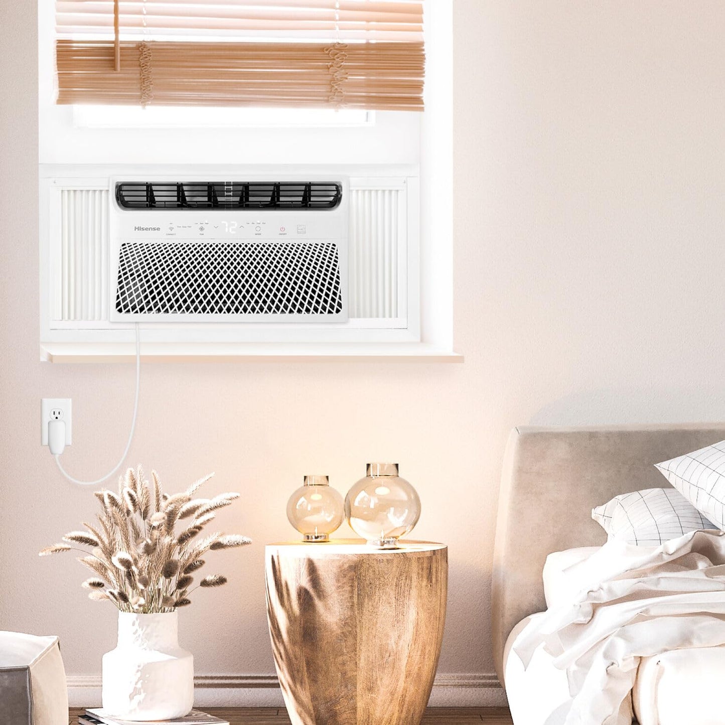 Hisense AHW1022CW1W 10,000 Smart Air Conditioner with Wi-fi Control, Dehumidifier, and Remote, 115V, Window AC Unit for Apartment, Bedroom, Medium Rooms up to 450 Square Feet in White, 10000 BTU